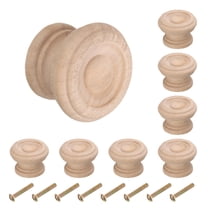 8pcs Round Wooden Knobs, 37mm/1.5" Mushroom Shape Single Hole Drawer for Drawer Dresser Wardrobe, Wooden