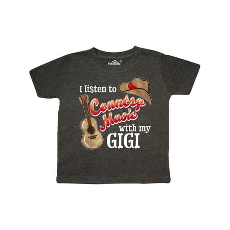 

Inktastic I Listen to Country Music with my Gigi Guitar and Hat Gift Toddler Boy or Toddler Girl T-Shirt