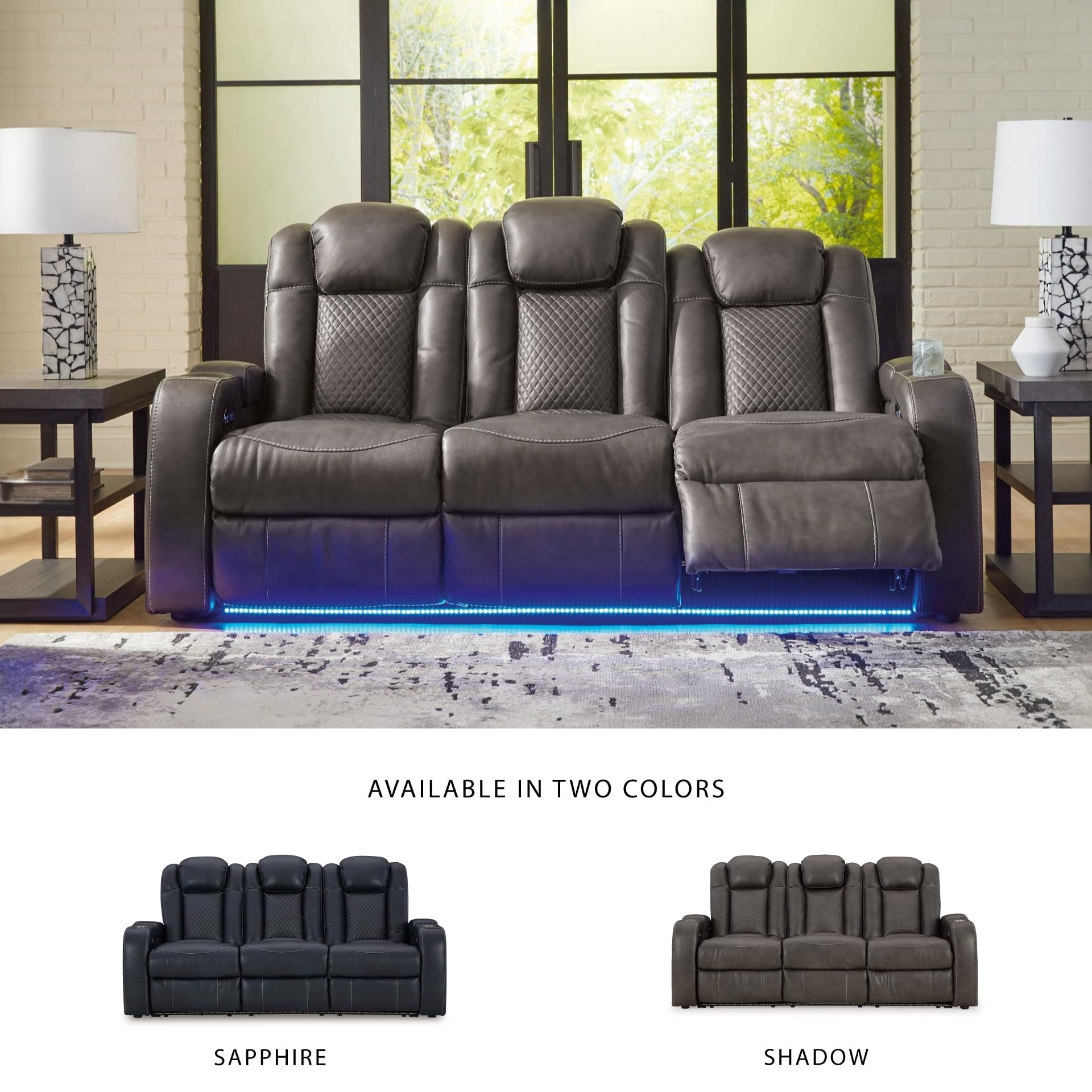 Signature Design by Ashley Fyne-Dyme Brown Power Reclining Sofa