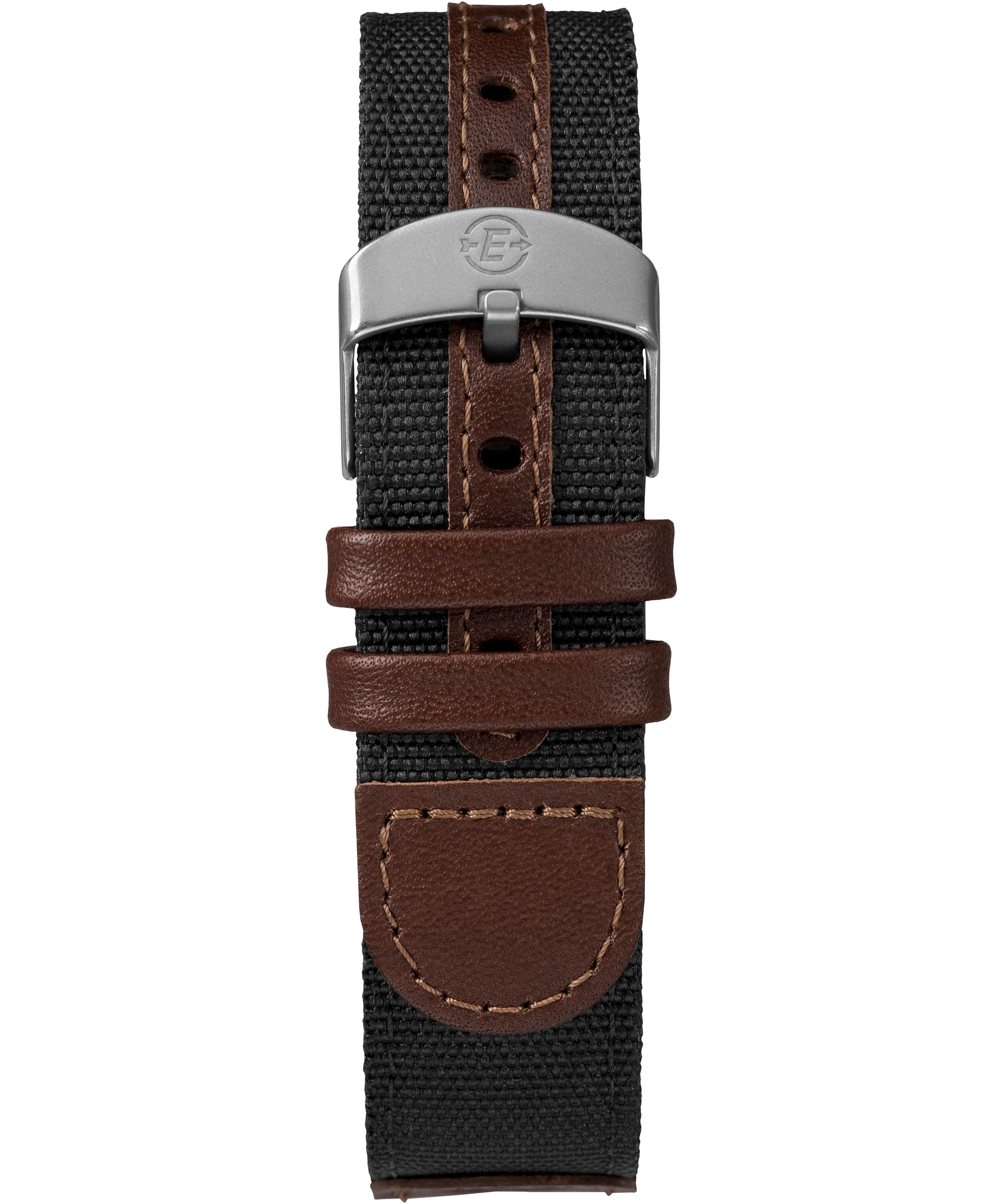 Timex Men's Expedition Acadia 40mm Watch – Black Case Black Dial with Black & Brown Leather & Fabric Strap