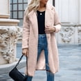 thumbnail image 2 of Xyxonk Womens Fuzzy Fleece Jacket Sherpa Trench Coat Lapel Collar Open Front Jacket Winter Casual Long Sleeves Outwear,Pink L, 2 of 8