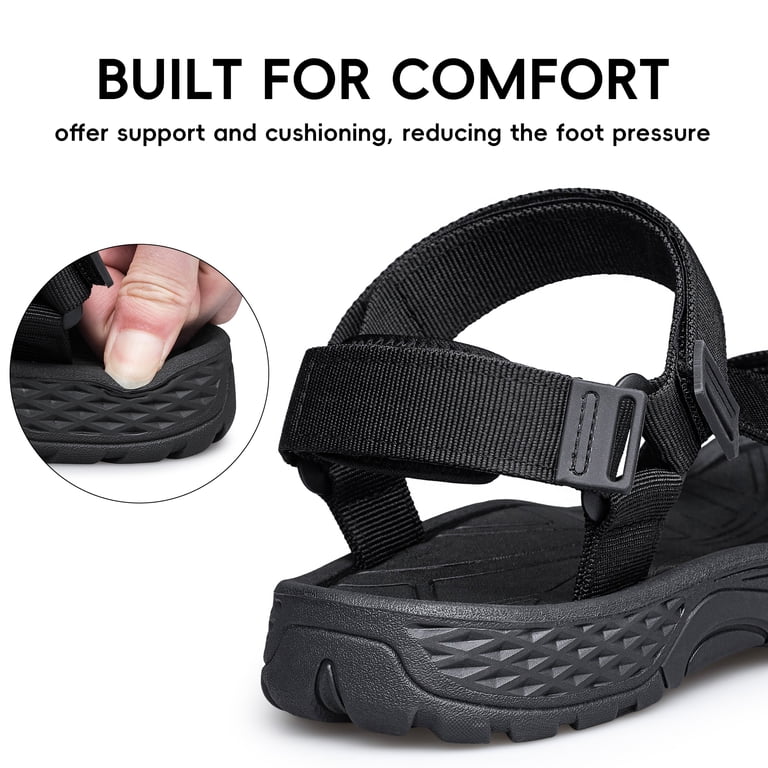 Men\'s Black Arch Support Open Toe Outdoor Waterproof Hiking Sport Sandal Shoes Amazon.com | QUANDELI Men main image 4
