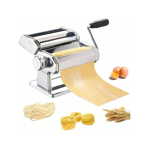 Pasta Maker, Stainless Steel Pasta Manual Roller Pasta Maker With 9 Thickness Settings Spaghetti Linguine Fettuccine Lasagne, Includes Dough Cutter Hand Crank