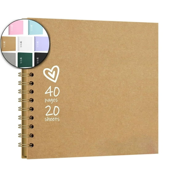 VQPeo Scrapbook DIY Scrapbook Album Hardcover Kraft Paper Scrap Book Photo Albums Memory Book for Family, Wedding