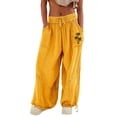 thumbnail image 2 of Women's Casual Pants Women'S Cargo Pants Baggy Wide Leg Pants Black Loose High Waist Sweatpants Multi Pockets,Yellow Women's Casual Pants S, 2 of 8