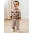 thumbnail image 3 of Loicainy Baby Toddler Boy Girl Halloween 2Pcs Pants Outfits Sets 3 6 12 18 24 Months 2T 3T 4T Long Sleeve O Neck Pumpkin Embroidery Tops Striped Pants Clothes Set, 3 of 9