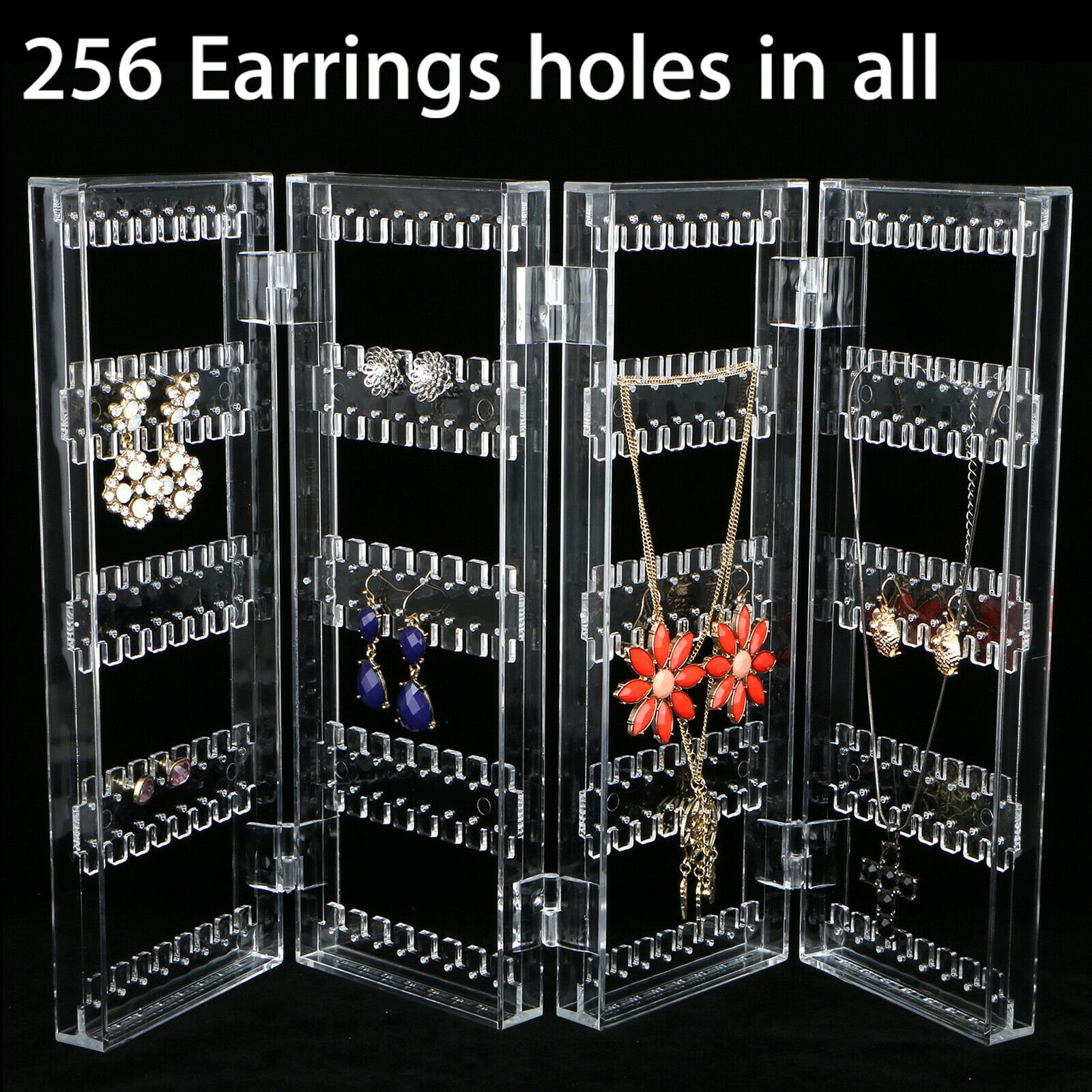 Earrings Necklace Ear Studs Jewelry Display Rack Metal Stand Organizer Holder 