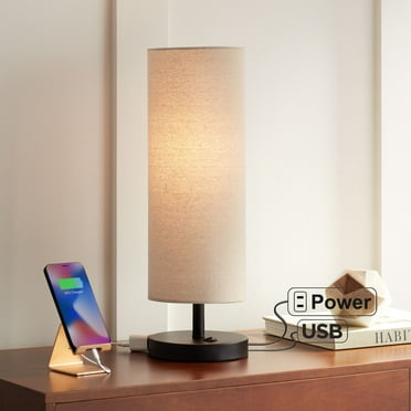 Smart Table Lamp Rectangle Nightstand Lamp with LED and USB Port 