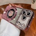 thumbnail image 5 of for iPhone 17 Magnetic Kickstand Case, [Compatible with Magsafe] Shockproof Cute Bling Glitter Diamond Rhinestone Ring Holder Camera Protector Soft Cover for Girls Woman for iPhone 17, Pink, 5 of 9