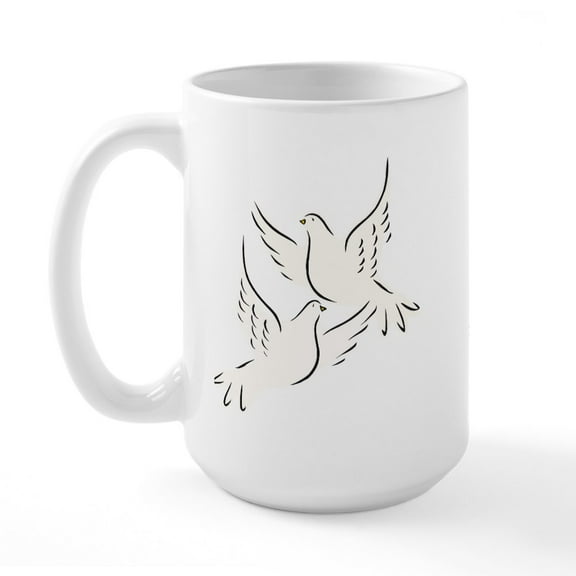 CafePress - White Doves Large Mug - 15 oz Ceramic Large White Novelty Mug