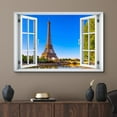 thumbnail image 2 of wall26 Canvas Print Wall Art Window View Parisian Eiffel Tower Paris Vacation Wilderness Nature Photography Realism Scenic Landscape Colorful Multicolor for Living Room, Bedroom, Office - 16"x24, 2 of 5