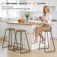 thumbnail image 4 of FIRAVOE Bar Stools Set of 3 (Wood Saddle Seat) 30 Inch Bar Height Barstools Backless Counter Stools for Kitchen Island, 4 of 10