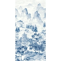 Harry & Grace Bluestone Misty Mountain Scenic Peel and Stick Wallpaper Mural - 54 in. W x 9 ft. T