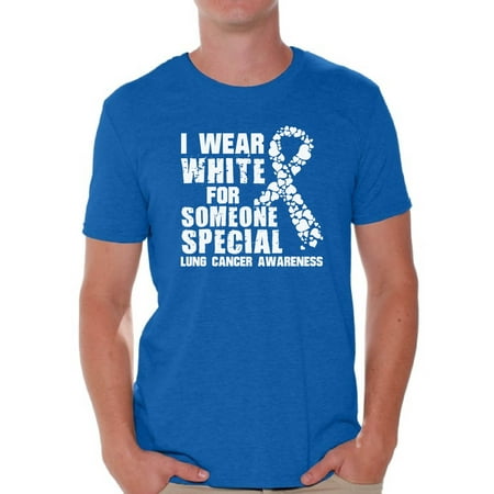 Awkward Styles Men's I Wear White for Someone Special Graphic T-shirt Tops Lung Cancer Awareness
