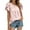 Pink, variant on Njoeus Womens Tops Summer Dressy Blouse Casual Round Neck Ruffle Short Sleeve Pom Shirts Top S-XL