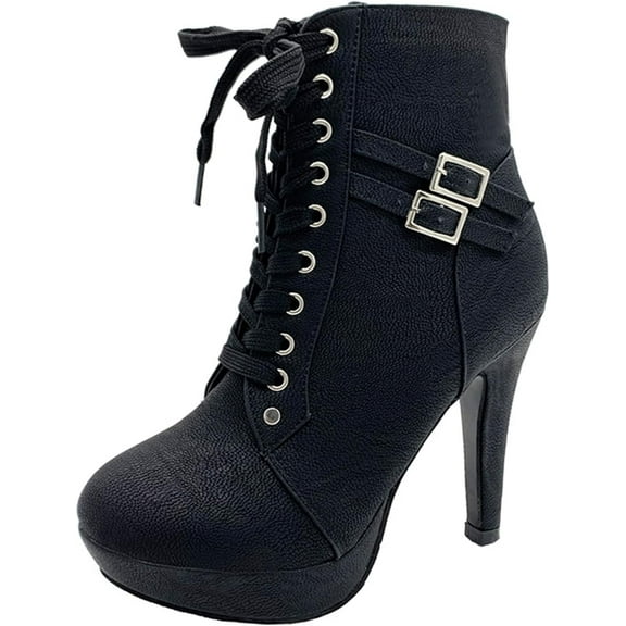 Women's Chunky Heel Ankle Boots | Lace-Up Winter Boots for Winter Style and Comfort