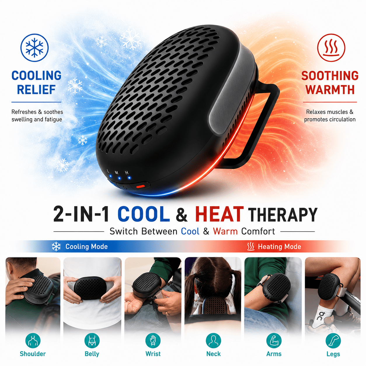Nekteck Hot and Cold Therapy Device, Rechargeable Wearable Contrast Therapy Wrap for Knee Shoulder Back Leg, Sports Recovery Tool
