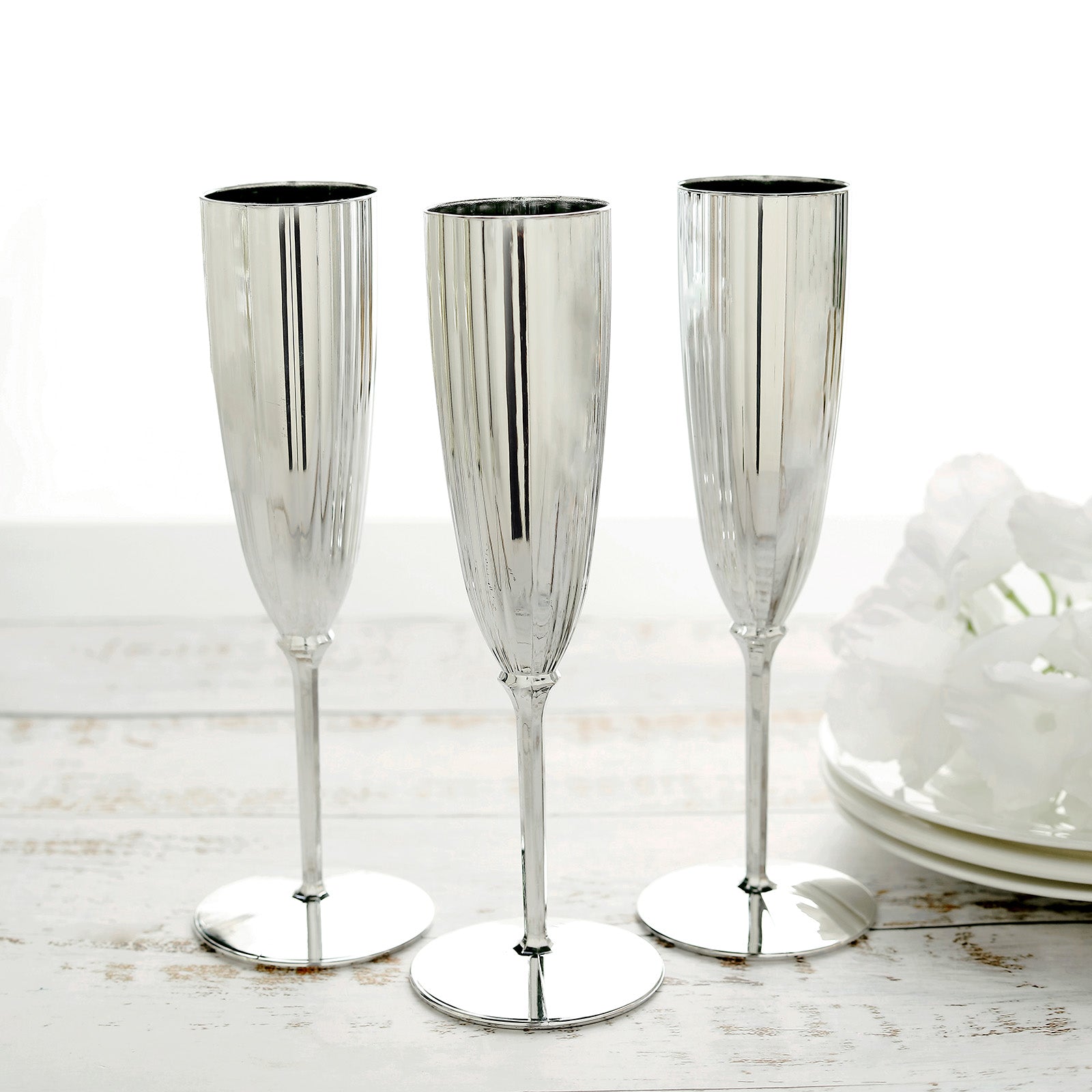 Unbreakable 8 Oz Stainless Steel Champagne Flutes (4 Pack)- Large Stemmed  Matte Silver Champagne Gla…See more Unbreakable 8 Oz Stainless Steel