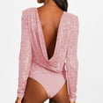 thumbnail image 4 of Riforla Women Sexy Solid Color Swinging Collar Hollowed Out Womens Jumpsuit Nightclub Glittering Jumpsuit for Women Jumpsuits for Women Pink L, 4 of 7