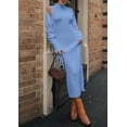 thumbnail image 4 of Conjunto de Suéter y Vestido de Punto para Mujer PRETTYGARDEN 2 Piezas Azul M, 4 of 8