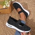 thumbnail image 3 of BOERTEU Women Hollow Knit Mary Jane Walking Flats, Wavy Elastic Strap Slip On Casual Shoes, Lightweight Non Slip Platform Daily Sneakers, 3 of 5
