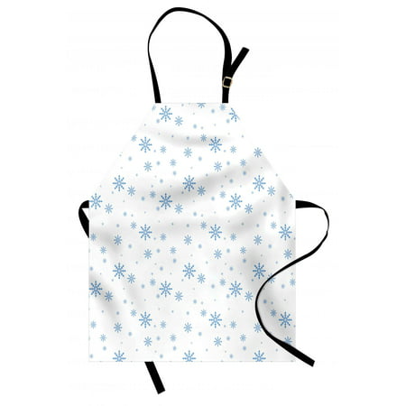 Winter Apron Cold December Design Simple Seasonal Snowy Weather Ice Frost Gentle Winter Icons, Unisex Kitchen Bib Apron with Adjustable Neck for Cooking Baking Gardening, Blue White, by (Best Bib Tights For Cold Weather)