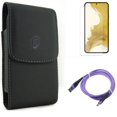 thumbnail image 1 of 10ft USB Cable & Case Belt Clip & Matte Screen Protector for Samsung Galaxy S22 (6.1") - Purple Type-C & Leather Holster & TPU Film Anti-Glare Accessory Bundle, 1 of 19