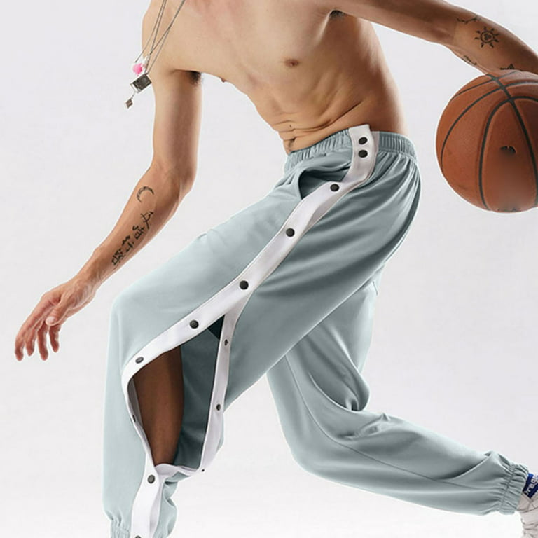 Men Tear Away Pants Basketball Casual Training Warm Up Loose Open Leg Sweatpants with Pocket Clothes Men Grey XL, Men's, Gray