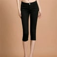 thumbnail image 4 of CHWGFWL Petite Capris for Short Women Women's Cotton Blend Capri Jeggings Stretchy Skinny Pants Jeans Leggings High Waisted Jean Shorts Women(Black,S), 4 of 6