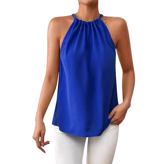 Enridrech Women's Summer Tank Tops Tie Back Sleeveless Casual Stylish Blouses for Women Business Dressy Work Shirts