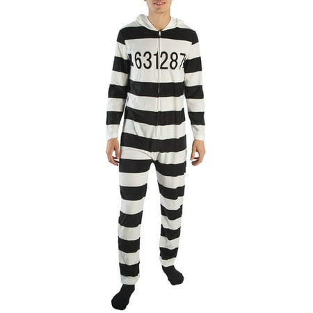 American Rag Jailbird Prison Stripe Union Suit Outfit One Piece Costume (Large)