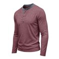 thumbnail image 4 of CCRFTGI Mens Henley Moisture Wicking Muscle Workout Casual Pullover Tops Shirts Tees Wine M, 4 of 4
