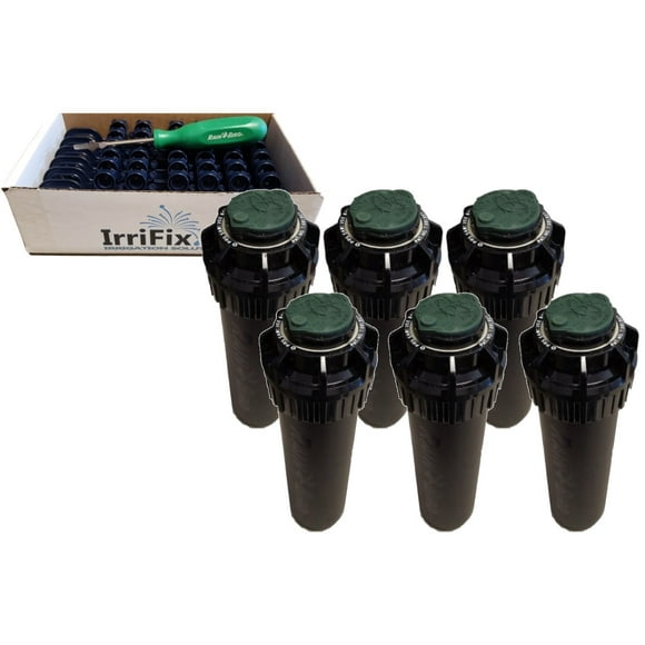 Rain Bird 5000 Plus Series Pressure Regulator Seal-A-Matic Sprinkler Heads Bundle - 6 Pack 5004+PCSR SAM Rotors with IrriFix Nozzle Box Including 6 Nozzle Trees and 1 Rotortool Screwdriver