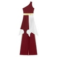 thumbnail image 6 of iiniim 2 Pcs Liturgical Praise Dance Dresses for Women Asymmetric Overlay Worship Dress with Wide-Leg Pants Burgundy XXL, 6 of 7