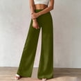 thumbnail image 5 of Zedker Casual Wide-Leg High-Waist Womens Pants with Pockets Loose Elastic-Waist Long Breathable Pants for Springtime and Summer,Army Green,L, 5 of 8