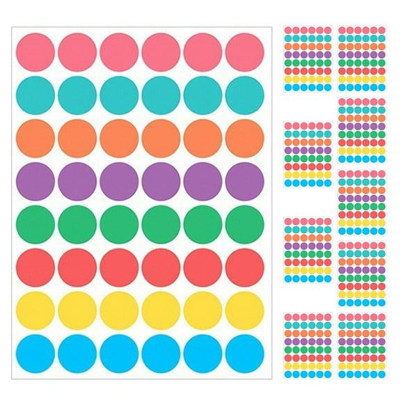 10 Sheets Adhesive Stickers Round Classifying Dot Decals Printer Label Paper Printable Labels