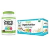 Orgain - Organic Vegan, Non-GMO Plant Based Protein Powder - Creamy Chocolate Fudge (2.03 LB) + Nutrition Shake - Sweet Vanilla Bean (11oz, 12 Pack)