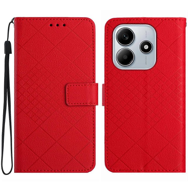 HT06 For Xiaomi Redmi Note 14 5G Wallet Phone Case Imprint PU Leather Flip Folio Cover - Green