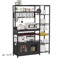 thumbnail image 6 of Bakers Rack with Power Outlet, Kitchen Stand with Storage Shelf and Cabinet, Black, 6 of 6