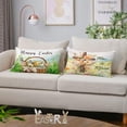 thumbnail image 4 of Happy Easter Pillow Covers 12x20 Set of 4 Soft Velvet Spring Throw Pillow Covers Bunny Peeps Floral Eggs Truck Cross Farmhouse Cushion Covers Pillow Cases Home Outdoor Sofa Couch Decoration 12x20, 4 of 5