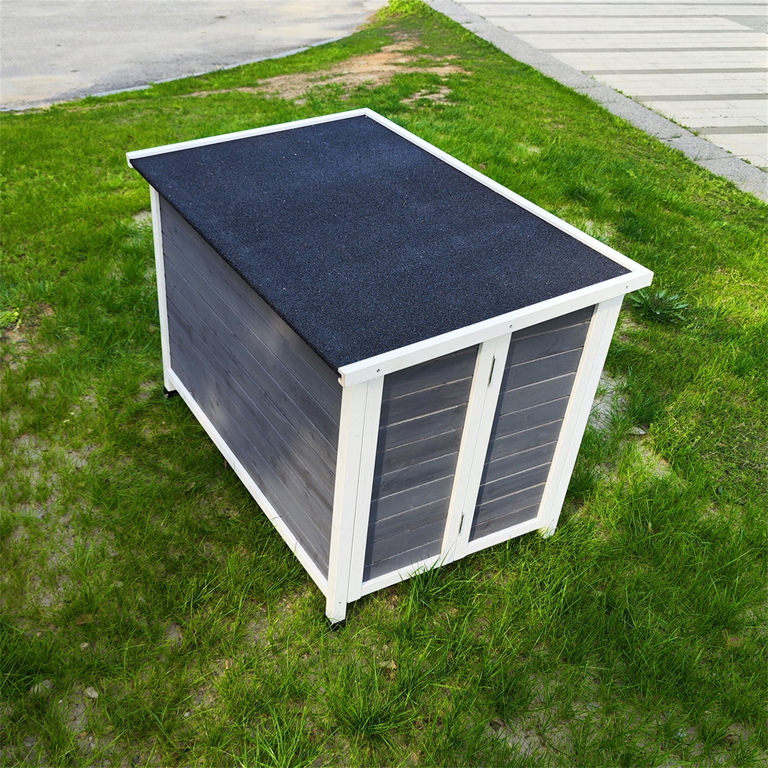 Pefilos 37" Large Wooden Dog House for Indoor, Outdoor Waterproof Dog Cage, Windproof and Warm Dog Kennel, Gray Pefilos 37" Large Wooden Dog House for Indoor, Outdoor Waterproof Dog Cage, Windproof and Warm Dog Kennel, Gray