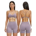 thumbnail image 5 of IBTOM CASTLE Two Piece Workout Sets for Women Y Back Sports Jogger Outfits Bra High Waist Biker Shorts Matching Gym Sets Yoga Pilates Outfits L Purple, 5 of 7