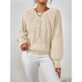 thumbnail image 2 of NMMUED Sweaters for Women Pullover Sweaters for Women Knit Sweater for Women Cable Knit Sweater Women, Beige L, 2 of 8