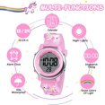 thumbnail image 3 of Reloj para niños para niñas, reloj deportivo digital para niños, relojes electrónicos multifunción impermeables con retroiluminación LED de 7 colores para niños de 3 a 12 años (rosa) JM, 3 of 5