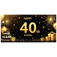 thumbnail image 2 of LUUFILx Gold 40th Birthday Backdrop Banner Cake Decor Party Supplies Photography Props Milestone Celebration Background Happy Birthday Décor Balloons Stars, 2 of 9