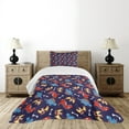 thumbnail image 4 of Ambesonne Dinosaur Quilted Bedspread Set 2 Pcs, Dino Funny Expressions, Twin Size, Navy Blue Orange Red, 4 of 5