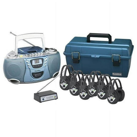 HamiltonBuhl Wireless 6 Person Listening Center with Bluetooth, CD/Cassette/FM Boombox