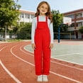 thumbnail image 7 of ZLBDYG Baggy Bib Overall for Girls Straight Leg Jumpsuit Wide Leg Suspender Pants Preppy Solid Pocket Dungarees Pants, 7 of 7