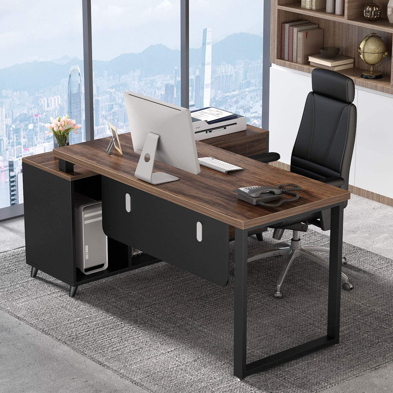 Tribesigns 55 Inch Large Executive Office Desk L-Shaped ...