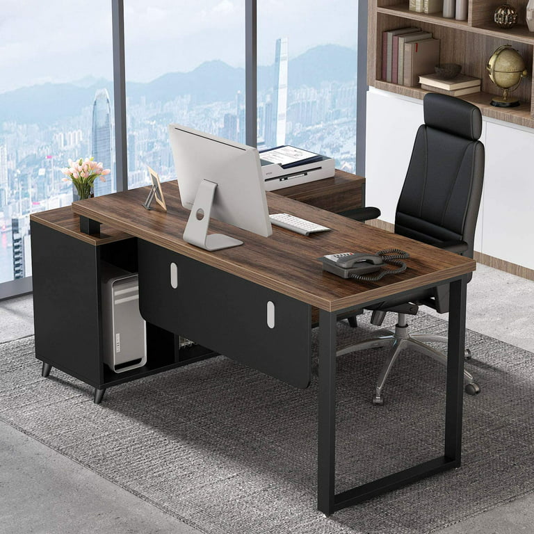 Tribesigns 55 inch Large Executive Office Desk L-Shaped Computer Desk with Drawers Business Furniture Workstation with 47 inch File Cabinet for Home